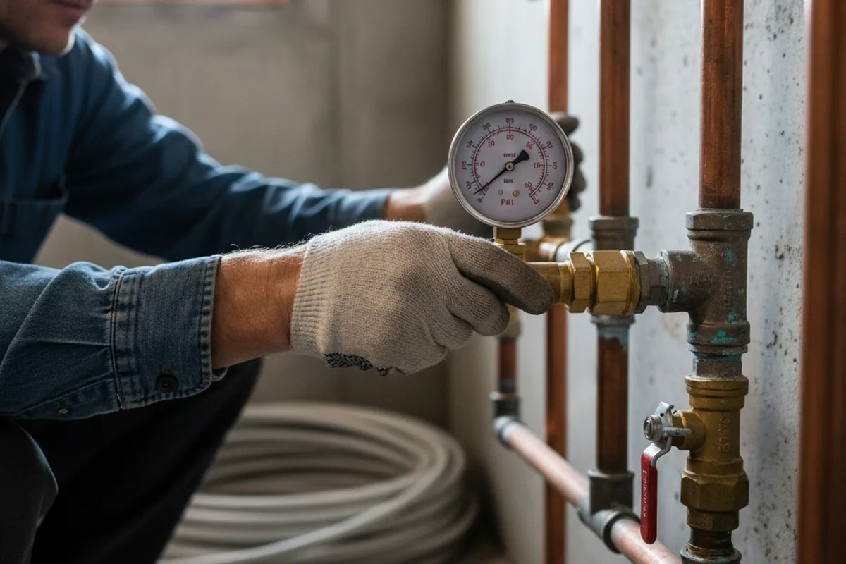 Pressure testing a repaired line during Water Line Repair in Hiawatha